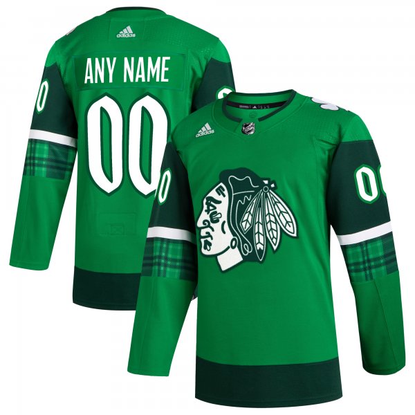 Men's Chicago Blackhawks  adidas Kelly Green St. Patrick's Day Custom Jersey