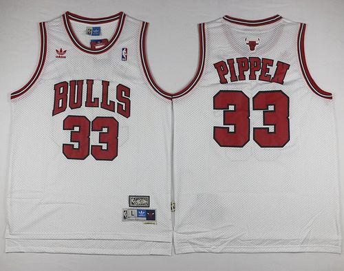 Men's Chicago Bulls #33 Scottie Pippen White Throwback Stitched NBA Jersey