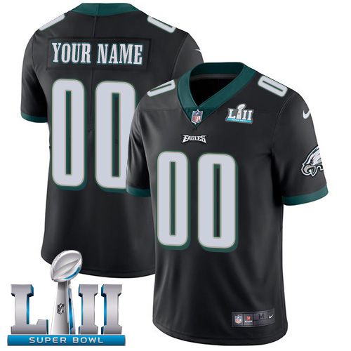 Men's Nike Philadelphia Eagles Customized Black Alternate Vapor Untouchable Custom Limited Super Bowl LII NFL Jersey