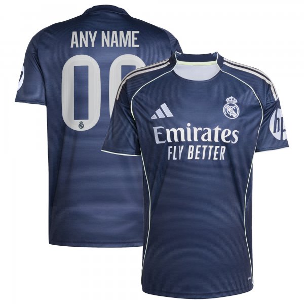 Real Madrid adidas 2025/26 Away Replica Custom Jersey - Blue