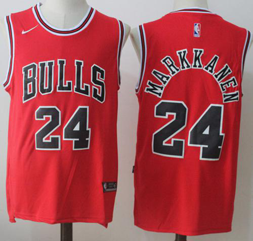 Men's Nike Chicago Bulls #24 Lauri Markkanen Red Road Stitched NBA Jersey