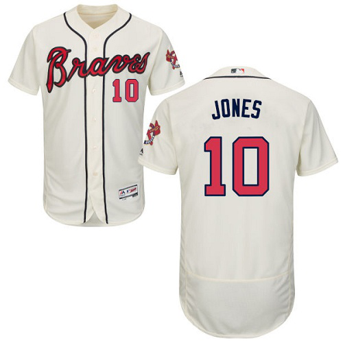 Atlanta Braves #10 Chipper Jones Cream Flexbase Collection Stitched MLB Jersey