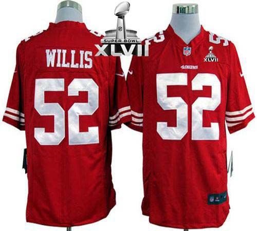 Nike San Francisco 49ers #52 Patrick Willis Red Team Color Super Bowl XLVII Men's Stitched NFL Game Jersey