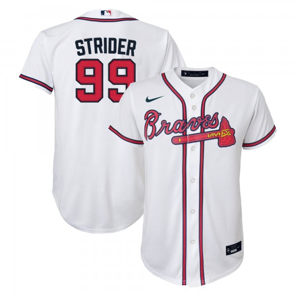 Youth Atlanta Braves Spencer Strider Nike White Home Replica Player Jersey