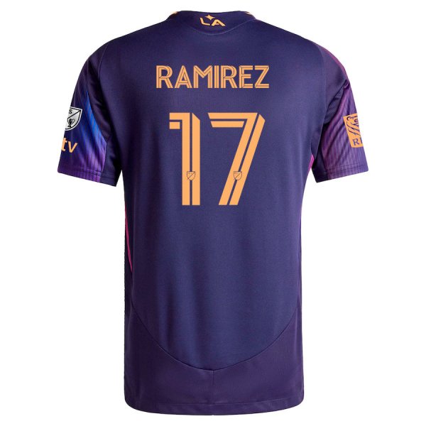 adidas Christian Ramirez LA Galaxy Away Jersey w/ MLS + Apple TV + RBC Sponsor 25/26 (Purple)