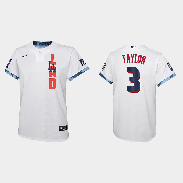 Youth Los Angeles Dodgers #3 Chris Taylor White 2021 MLB All-Star Game Jersey