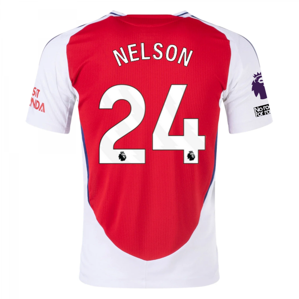 adidas Arsenal Reiss Nelson Home Jersey w/ EPL + No Room For Racism Patches 24/25 (Better Scarlet/White)