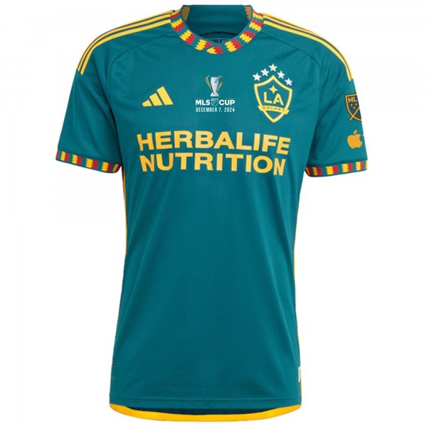 adidas La Galaxy Away Jersey 24/25 + Apple TV & MLS w/ MLS Cup Finals Patch (Green/Yellow)