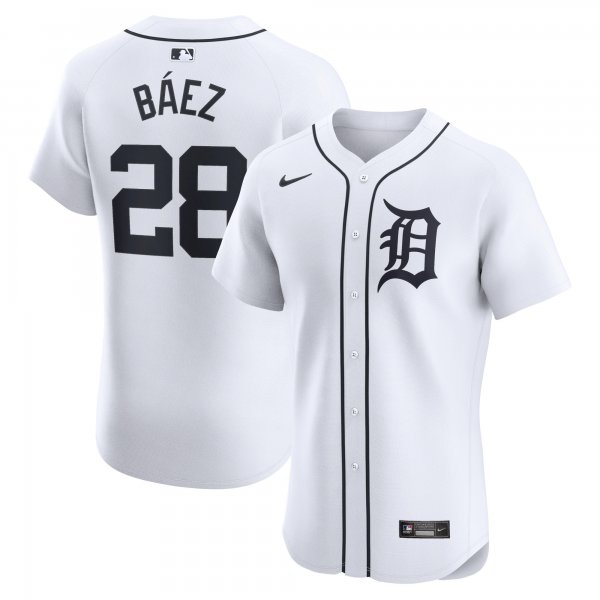 Men's Detroit Tigers Javier Baez Nike White Home Elite Player Jersey