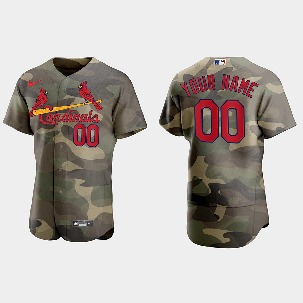 Custom St. Louis Cardinals 2021 National Armed Forces Day MLB Jersey - Camo