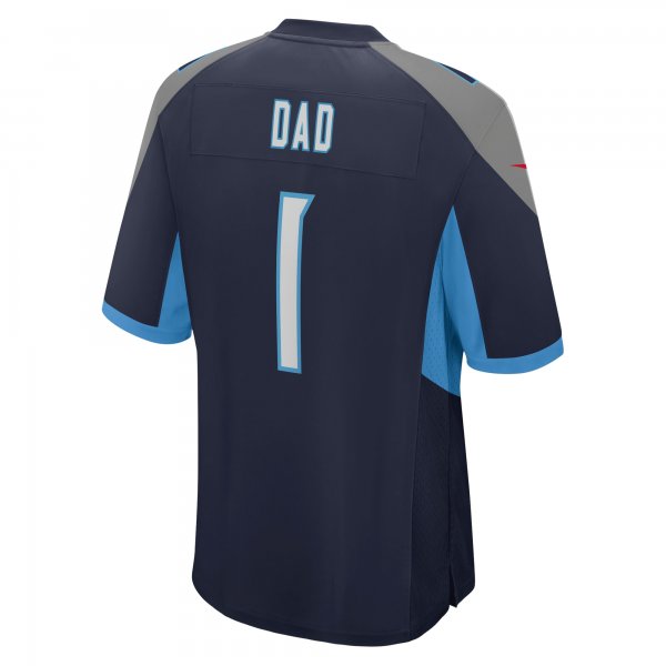 Men's Tennessee Titans Number 1 Dad Nike Navy Game Jersey