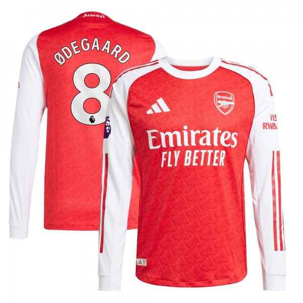 Martin Ødegaard Arsenal adidas 2025/26 Home Long Sleeve Player Jersey - Red