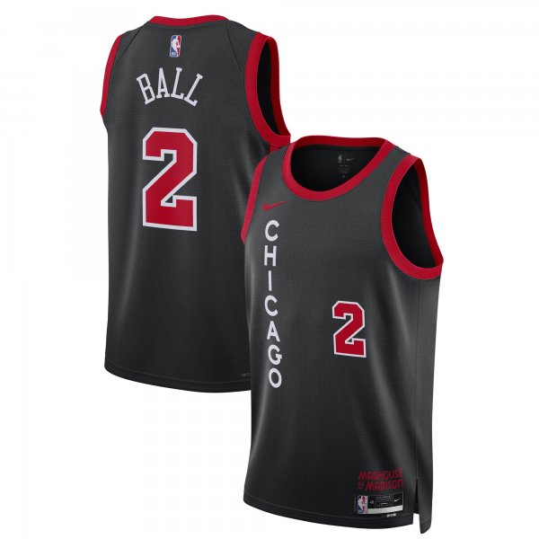 Unisex Chicago Bulls Lonzo Ball Nike Black 2023/24 Swingman Jersey - City Edition