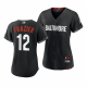 Women's Baltimore Orioles #12 Adam Frazier 2023 City Connect Black Cool Base Jersey