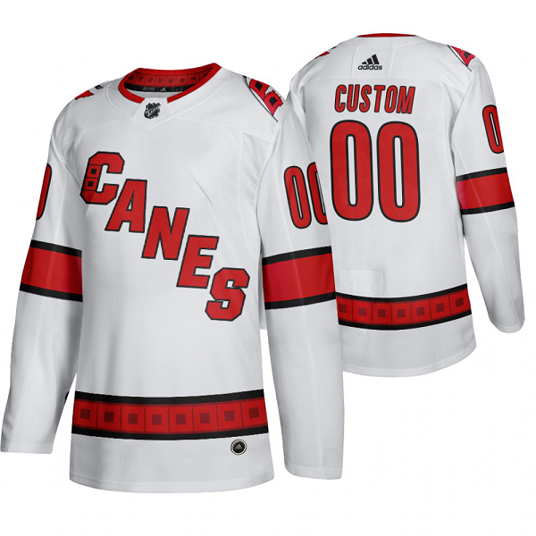 Men's Adidas Carolina Hurricanes Custom 2019-20 Away Player White Jersey