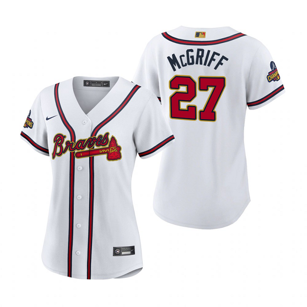 Women's #27 Fred McGriff Atlanta Braves White 2022 Gold Program MLB Jersey