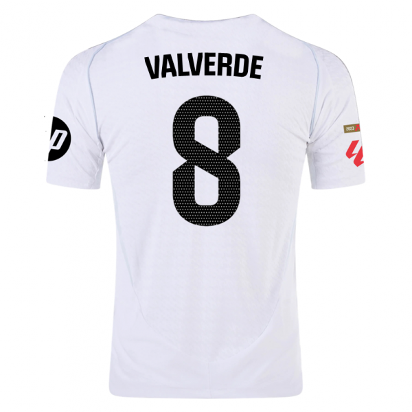 adidas Valverde Real Madrid Home Jersey w/ La Liga Patches 24/25 (White/Black)