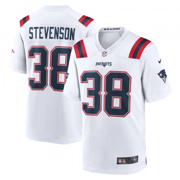 Men's New England Patriots Rhamondre Stevenson Nike White Game Player Jersey