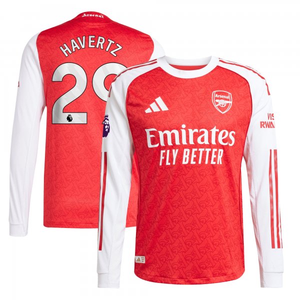 Kai Havertz Arsenal adidas 2025/26 Home Long Sleeve Player Jersey - Red