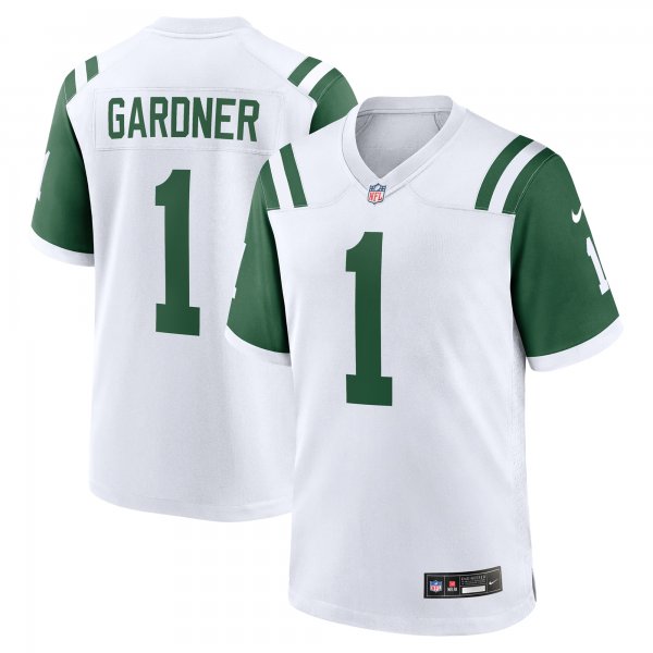 Men's New York Jets #1 Ahmad Sauce Gardner Nike White Classic Alternate Jersey