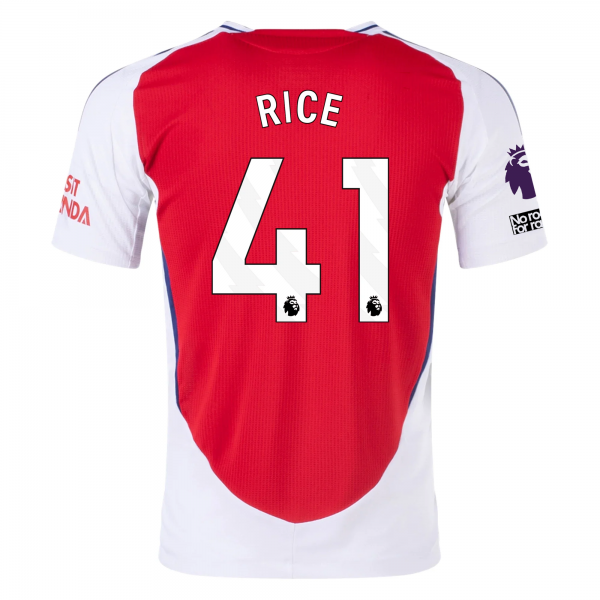 adidas Arsenal Declan Rice Home Jersey w/ EPL + No Room For Racism Patches 24/25 (Better Scarlet/White)