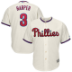 Men's Philadelphia Phillies #3 Bryce Harper Majestic MLB Alternate Official Cool Base Player Cream Jersey