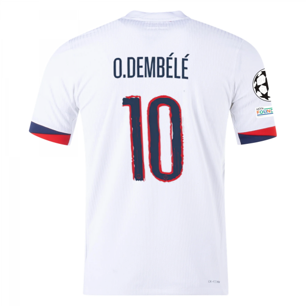 Nike Paris Saint-Germain Ousmane Dembélé Away Jersey w/ Champions League Patches 24/25 (White/Midnight Navy)