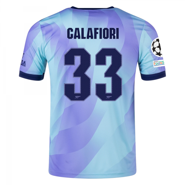 adidas Arsenal Riccardo Calafiori Third Jersey w/ Champions League Patches 24/25 (Clear Aqua/Light Flash Purple)