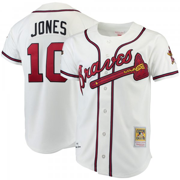 Men's Atlanta Braves Chipper Jones Mitchell & Ness White Jersey