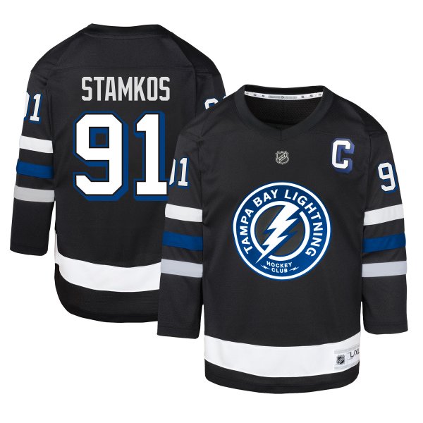 Youth Tampa Bay Lightning Steven Stamkos Black Alternate Replica Player Jersey