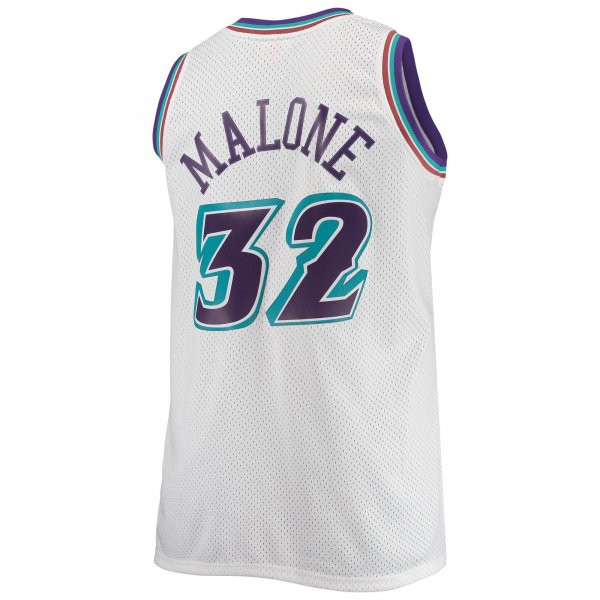 Men's Utah Jazz Karl Malone Mitchell & Ness White 1996/97 Big & Tall Hardwood Classics Swingman Jersey