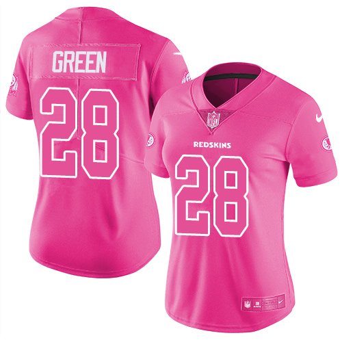 Nike Washington Redskins #28 Darrell Green Pink Women's Stitched NFL Limited Rush Fashion Jersey