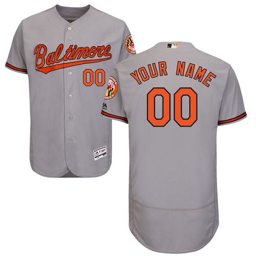 Baltimore Orioles Gray Flex Base Men's Customized MLB Jersey