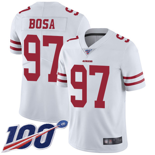 San Francisco 49ers #97 Nick Bosa White Men's Stitched NFL 100th Season Vapor Limited Jersey