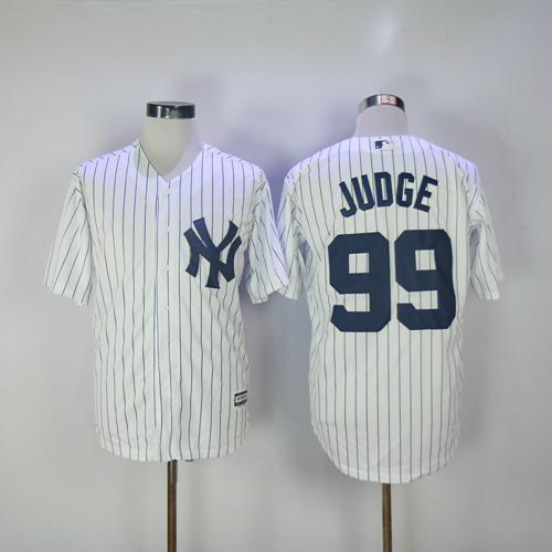 New York Yankees #99 Aaron Judge White Strip New Cool Base Stitched MLB Jersey