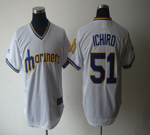 Seattle Mariners #51 Ichiro Suzuki White Cooperstown Throwback Stitched MLB Jersey