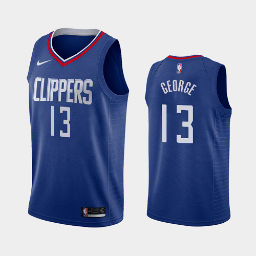 Men's Nike Los Angeles Clippers #13 Paul George Blue 2019-20 Icon NBA Jersey