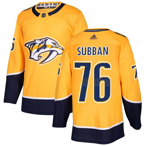 Adidas Nashville Predators #76 P.K Subban Yellow Home Stitched Youth NHL Jersey