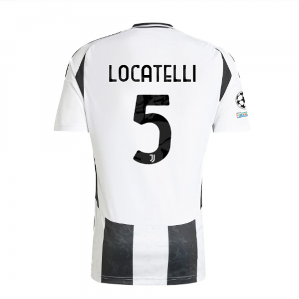 adidas Juventus Manuel Locatelli Home Jersey w/ Champions League + Copa Italia Patches 24/25 (White/Black)