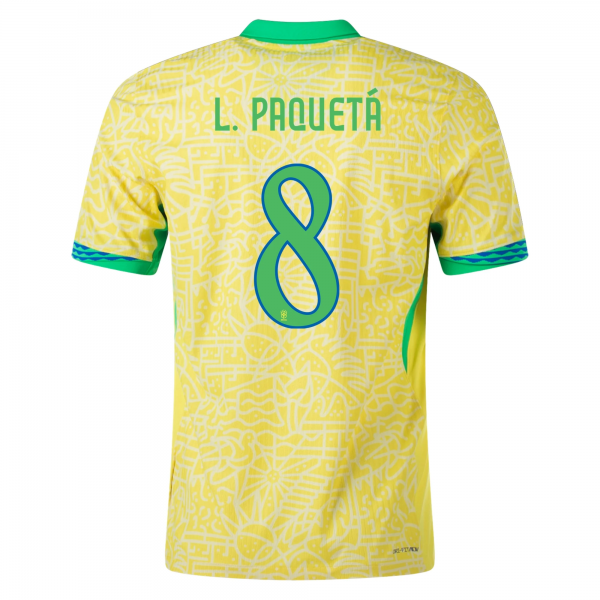 Nike Mens Brazil Lucas Paquetá Home Jersey 24/25 (Dynamic Yellow/Lemon Chiffon/Green Spark)
