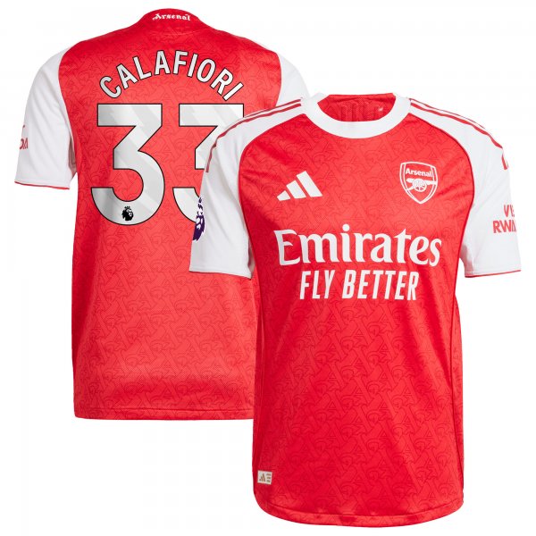 Riccardo Calafiori Arsenal adidas 2025/26 Home Player Jersey - Red