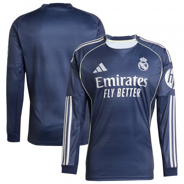 Real Madrid adidas 2025/26 Home Long Sleeve Replica Jersey - Blue
