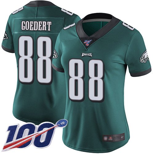 Women's Philadelphia Eagles #88 Dallas Goedert Midnight Green Team ColorStitched NFL 100th Season Vapor Limited Jersey