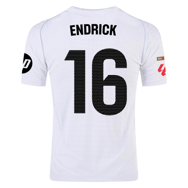 adidas Endrick Real Madrid Home Jersey w/ La Liga Patches 24/25 (White/Black)