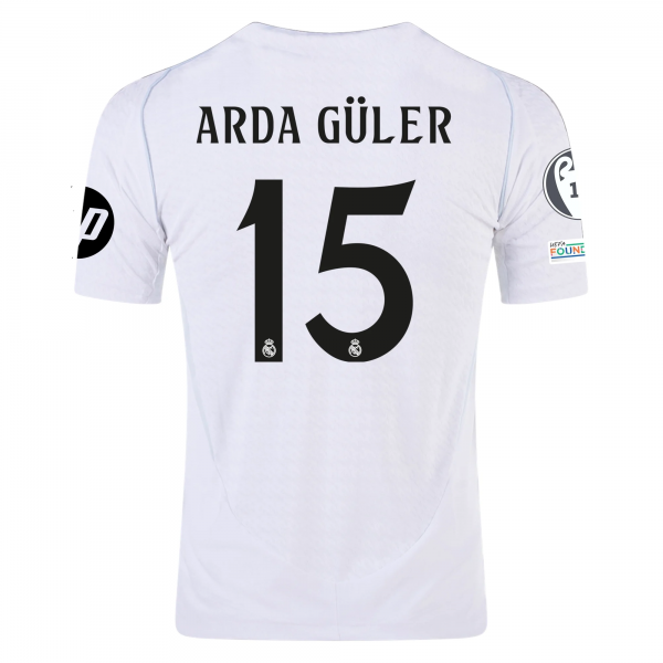 adidas Real Madrid Arda Guler Home Jersey w/ Champions League Patches 24/25 (White/Black)