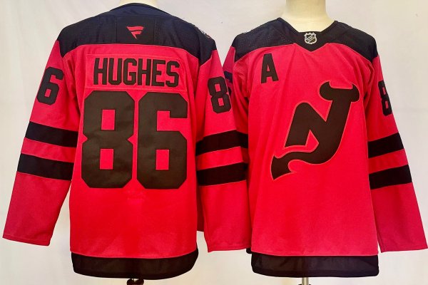 Men's #86 Jack Hughes New jersey Devils Red City Edition Jersey