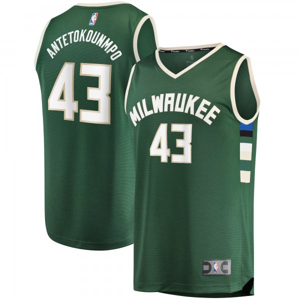 Men's Milwaukee Bucks Thanasis Antetokounmpo Fanatics Hunter Green Fast Break Replica Player Jersey - Icon Edition