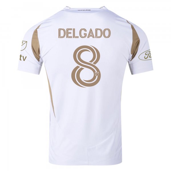 adidas Mark Delgado LAFC Away Jersey w/ MLS + Apple + Ford Logo 25/26 (White/Gold)