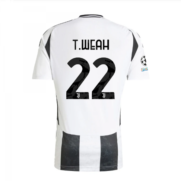 adidas Juventus Tim Weah Home Jersey w/ Champions League + Copa Italia Patches 24/25 (White/Black)