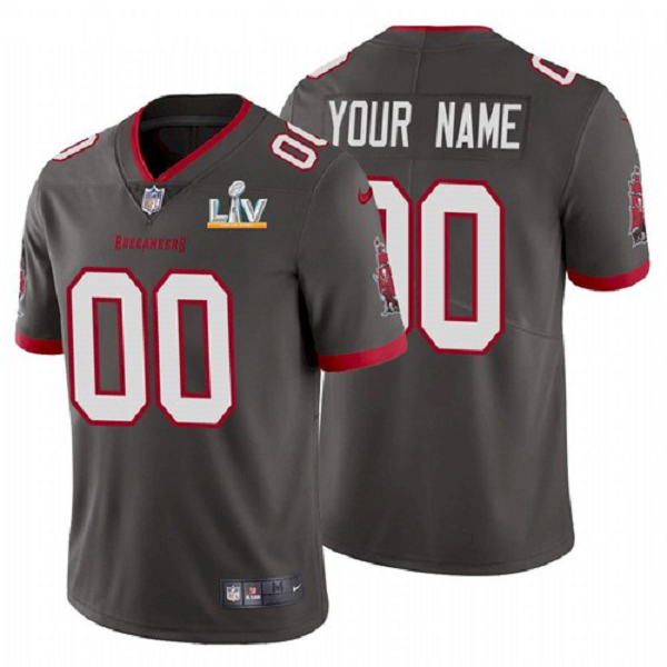 Men's Tampa Bay Buccaneers Custom Pewter 2021 Super Bowl LV Jersey